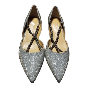 J. Renee Zayna Pewter Heels Size 7 NWOB